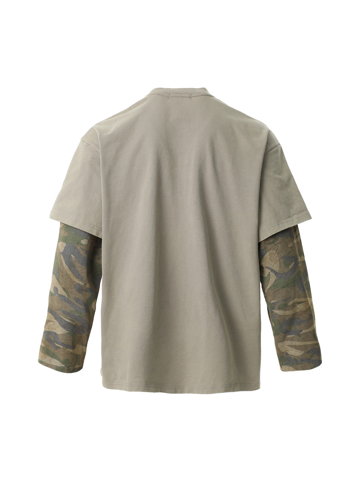 Distressed Camouflage Faux Two-Piece Graphic T-Shirt
