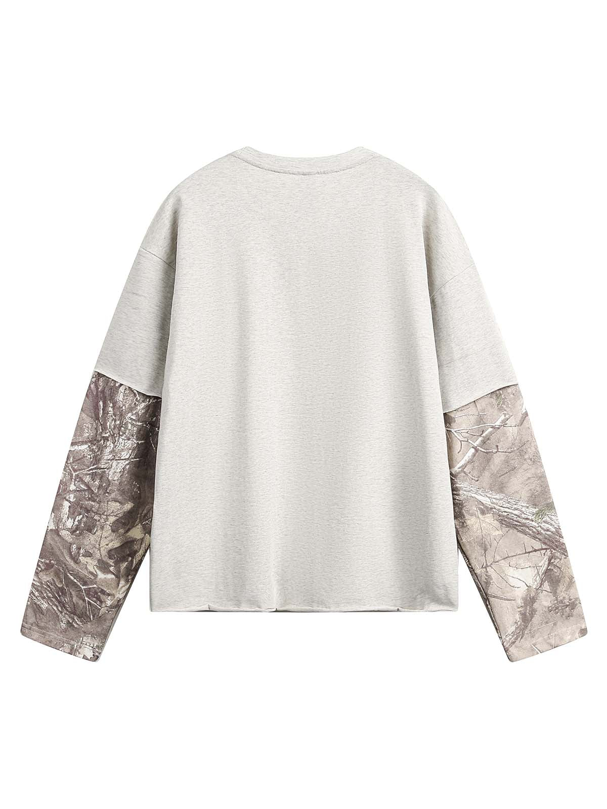 Faux Two-Piece Print Long-Sleeve T-shirt