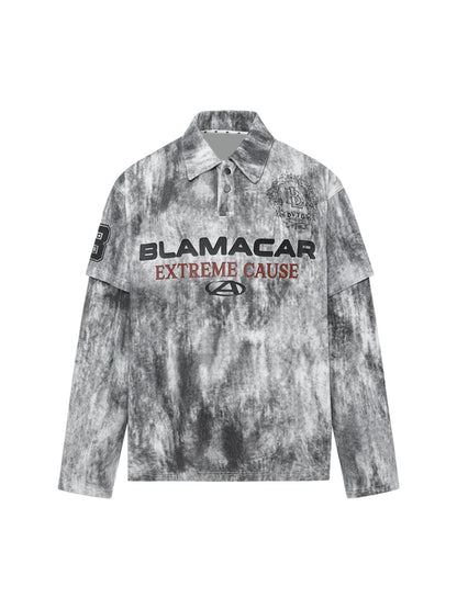 Polo à manches longues et imprimé tie-dye en deux pièces - 2366