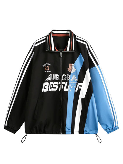 Jerseyjacke mit Retro-Kontrastnähten