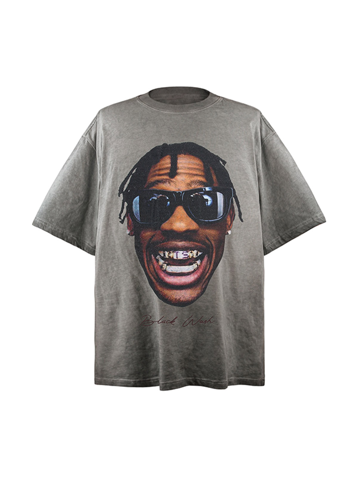 Portrait Print Crew Neck T-Shirt - 2377