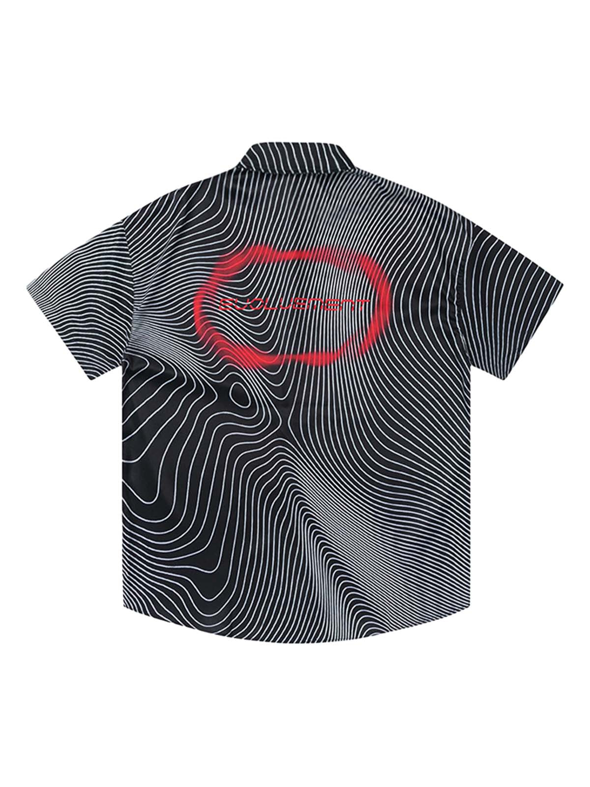 Striped Graffiti Line Button-Up Shirt