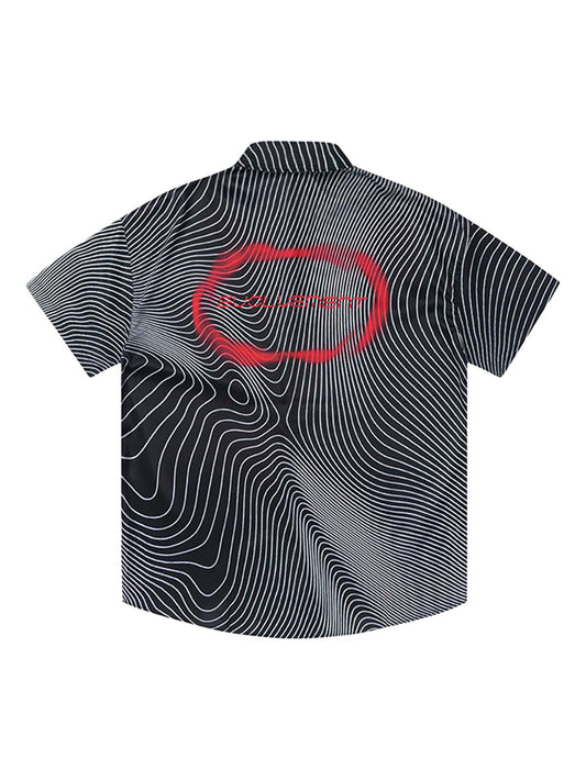 Striped Graffiti Line Button-Up Shirt