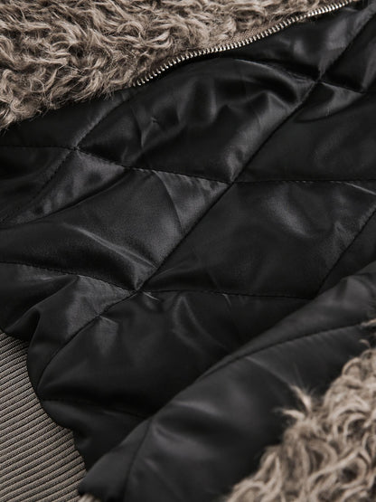 Thesupermade Kunstpelzjacke mit Metall-Lederknopf -2245