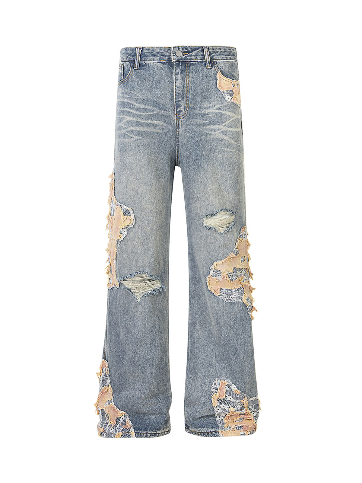 Thesupermade Vintage Lace Patchwork Baggy Jeans