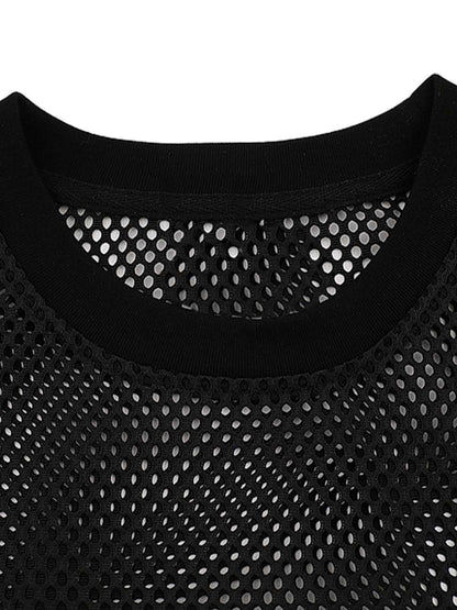 Hollow Sports Mesh Embroidered Letters Vest