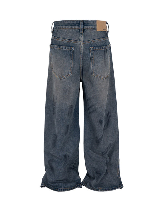 Wasteland Style Ink Splash Baggy Jeans