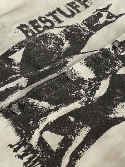 Thesupermade Vintage Washed Distressed Graffiti Patchwork Set-1986