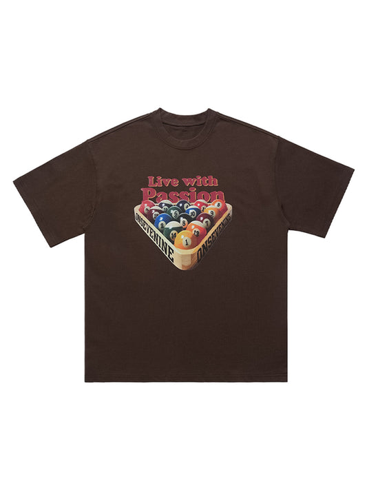 Retro Billiards Letter Print T-Shirt