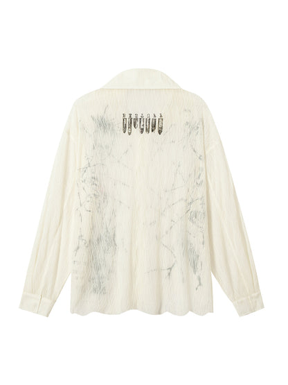 Irregular Pleated Print Shirt