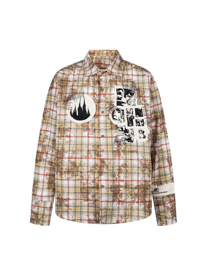 Retro Cleanfit Patch Embroidered Plaid Shirt