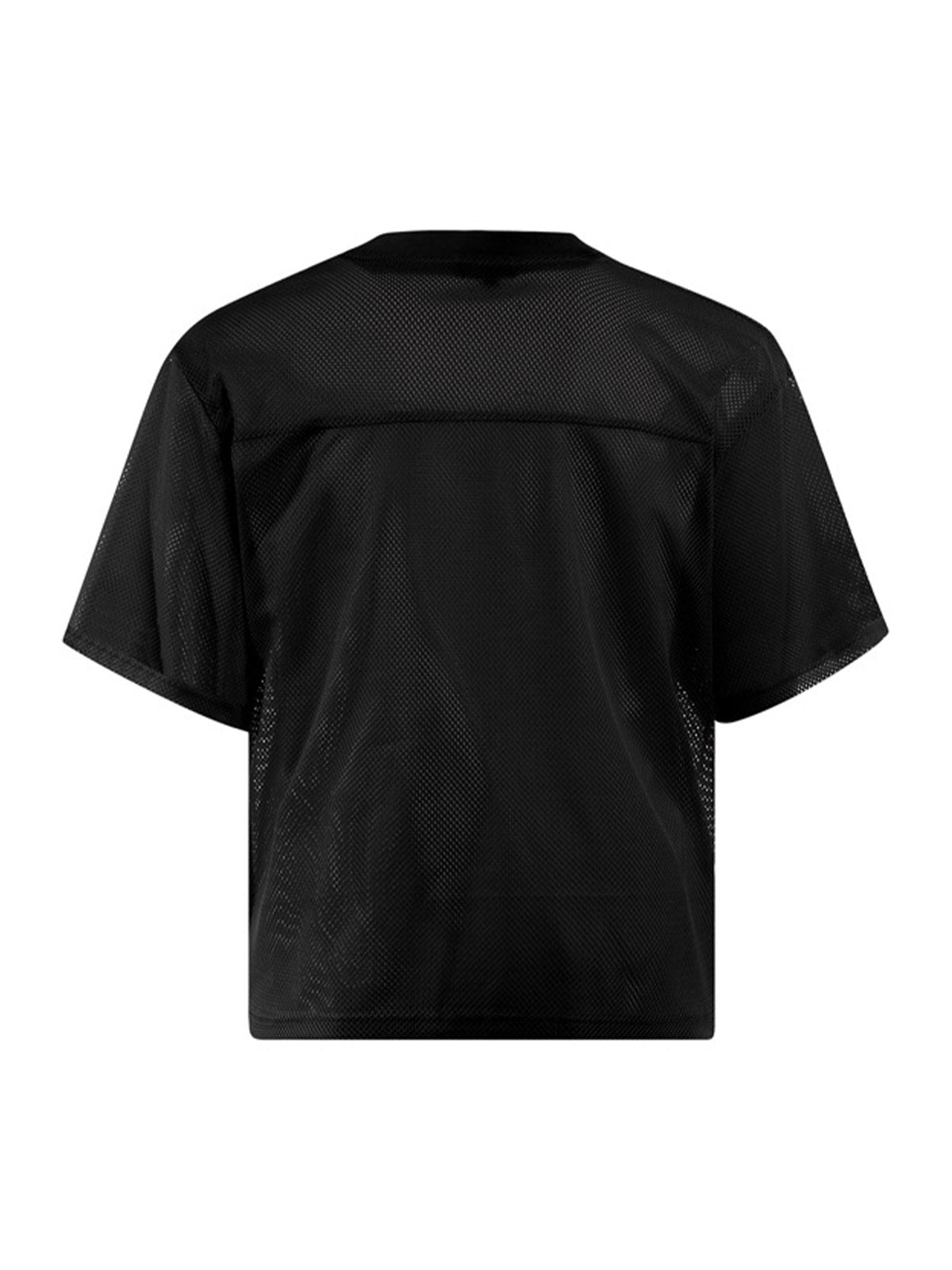 Schnelltrocknendes Jersey-T-Shirt mit Buchstaben-Print und V-Ausschnitt