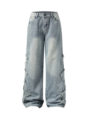 Distressed Raw Edge Baggy Jeans