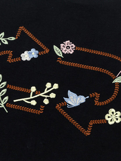 Embroidered Floral Crew Neck T-Shirt