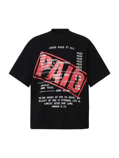 Street PAID Letter Slogan T-shirt - 2363