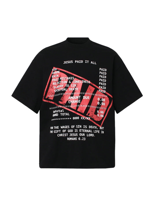 Street PAID Letter Slogan T-shirt - 2363