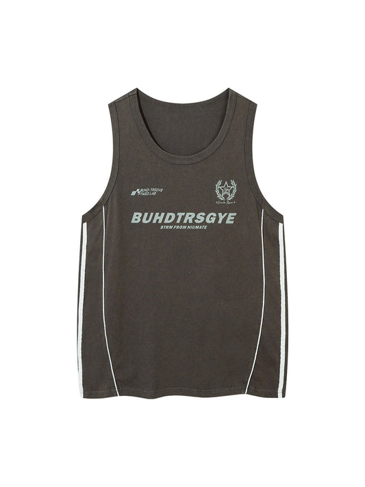 Retro Stitching Striped Basketball Vest