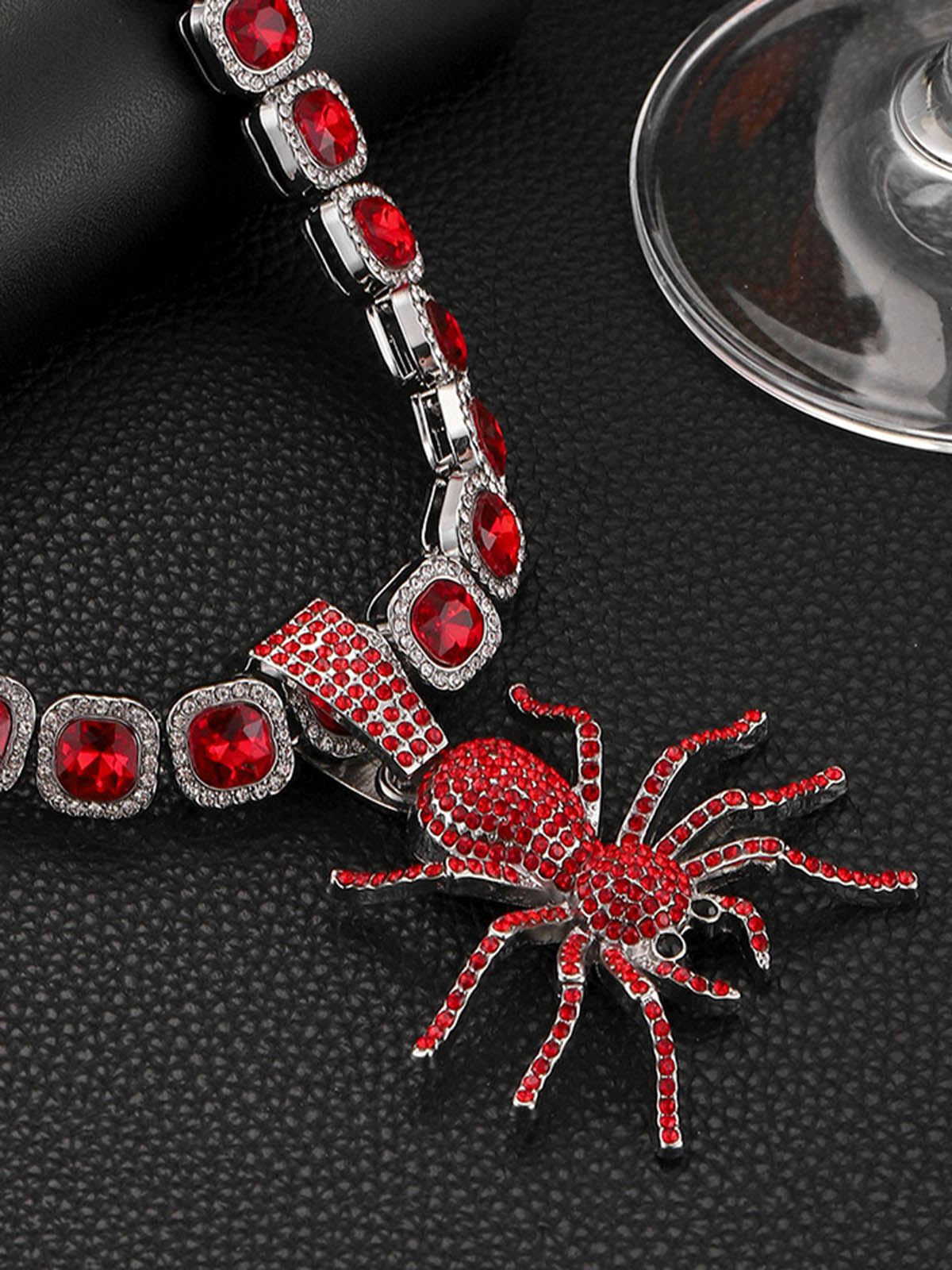 Thesupermade Punk Style Red Spider Cuban Necklace