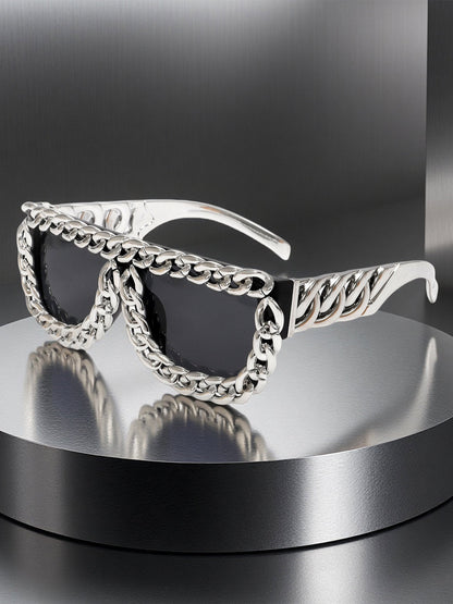 Street Square Frame Chain Sunglasses