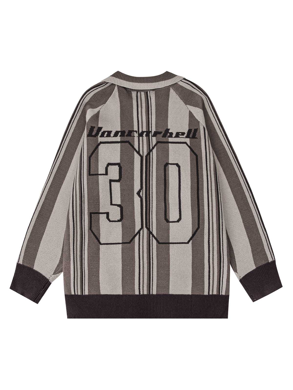Thesupermade – Gestreifter Polopullover aus besticktem Strick