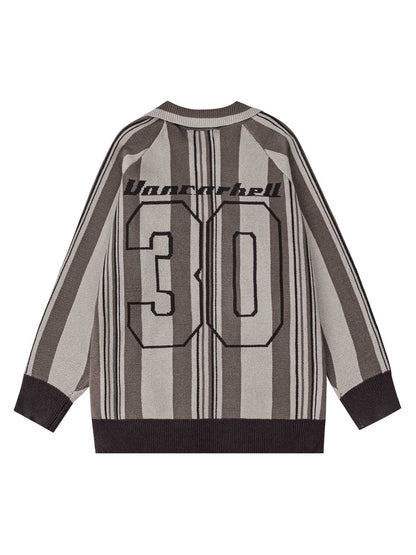 Thesupermade – Gestreifter Polopullover aus besticktem Strick