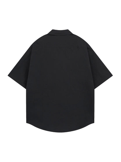 Retro Letter Print Short Sleeve Shirt