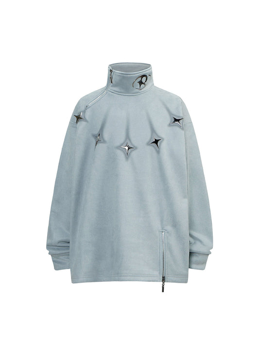 Sweat-shirt en polaire suédé à fermeture éclair et boutons métalliques Supermade
