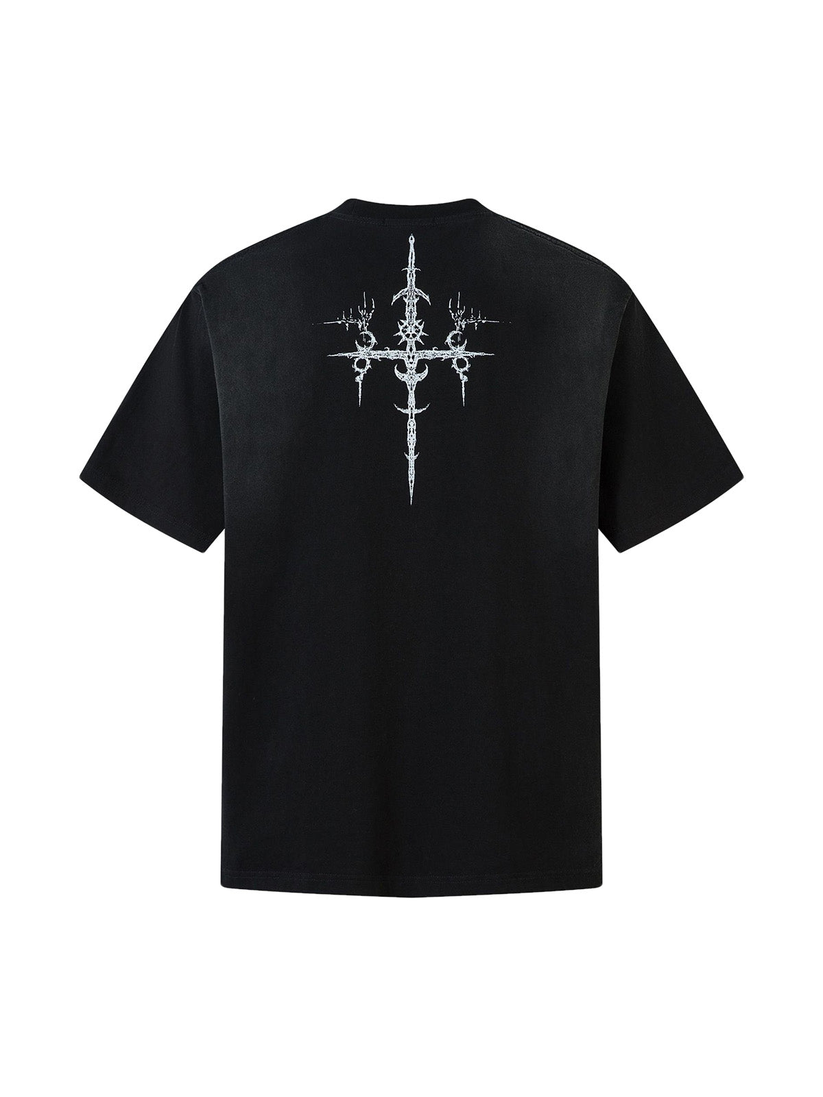 T-Shirt aus schwerer, gewaschener Baumwolle mit Kreuzschild-Print