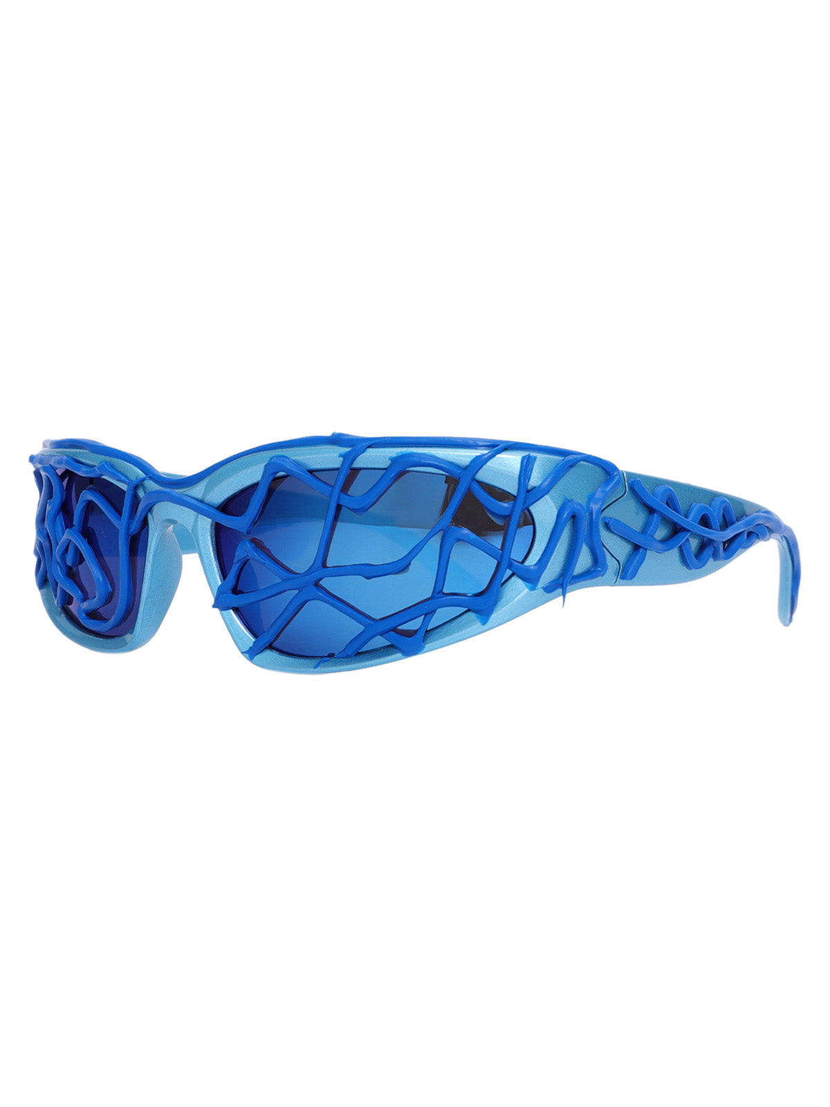 Futuristische Sonnenbrille mit gewelltem Rahmen