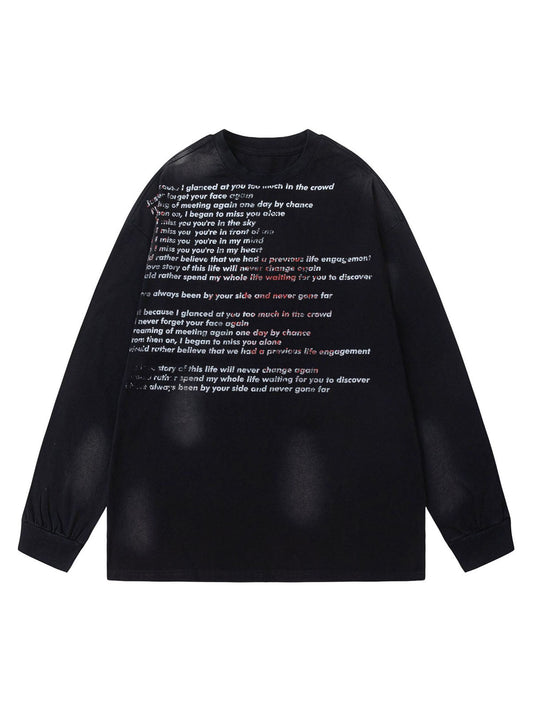 T-shirt ras du cou à manches longues et imprimé lettres
