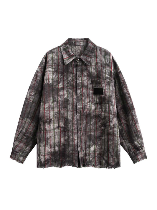 Chemise à manches longues à carreaux vintage tie-dye
