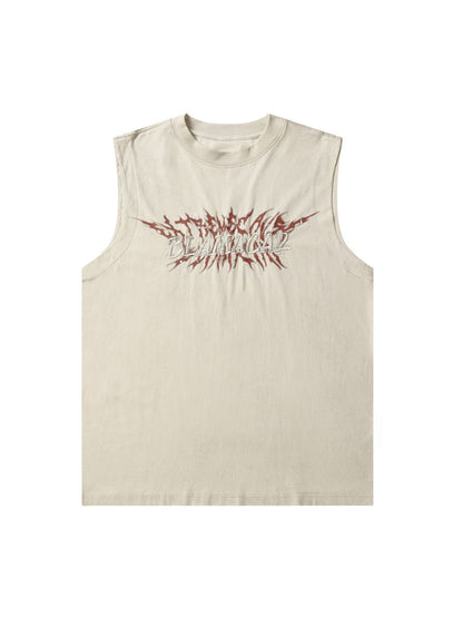 Street Embroidery Deformed Letter Print Vest