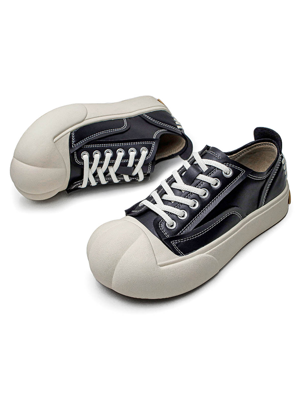 Chaussures décontractées en cuir PU vieilli déconstruites