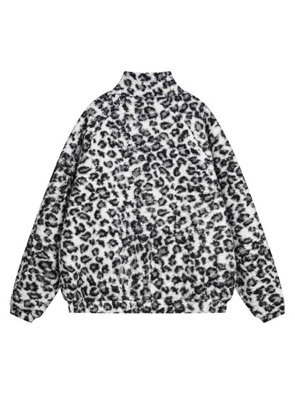 Veste polaire à col montant et imprimé guépard