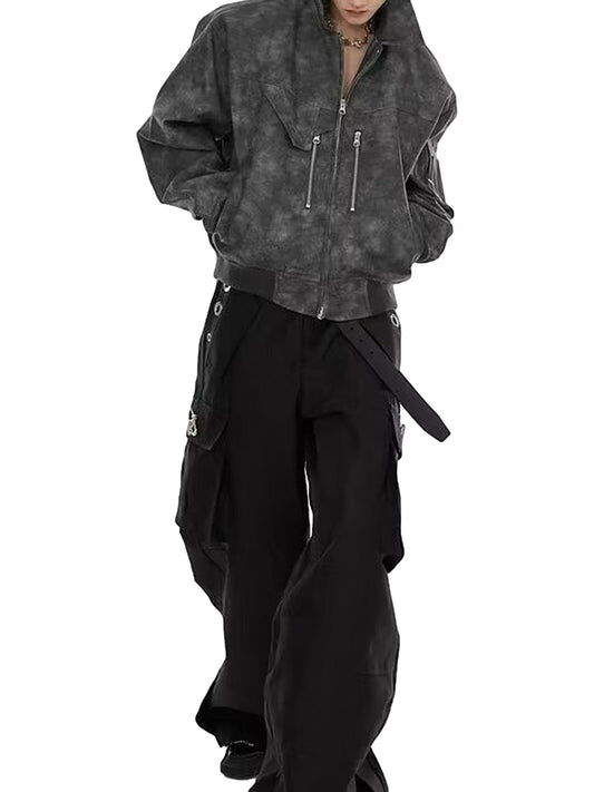 Veste de moto vintage en daim style street rap Thesupermade - 2232