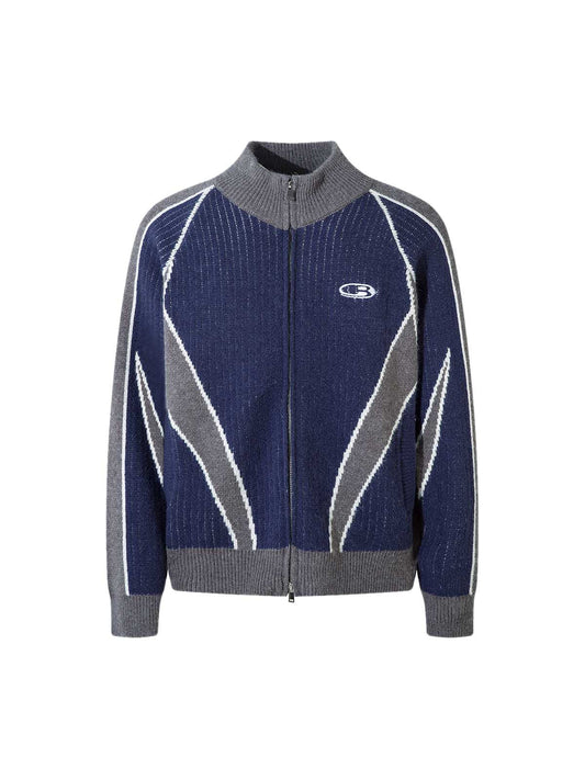 Retro Kontrastfarbe Cardigan Strickpullover