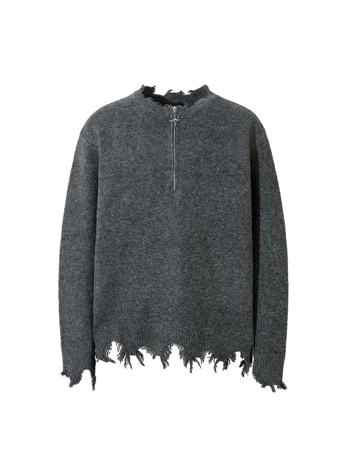 Pull zippé quart de tour effet vieilli
