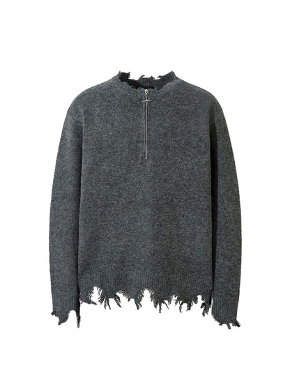 Pull zippé quart de tour effet vieilli