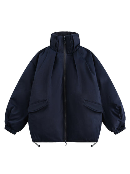 Veste vintage surdimensionnée à col montant plissé