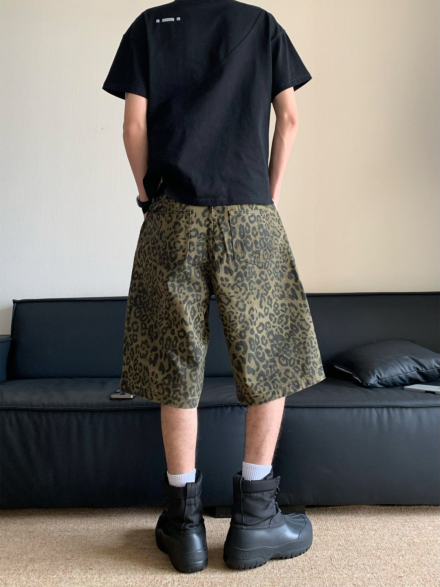 Thesupermade Vintage Leopard Print Cropped Trousers Jort - 2149