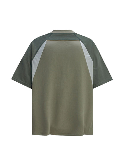 Quick-Dry Contrast Color Quarter Zip Up T-shirt