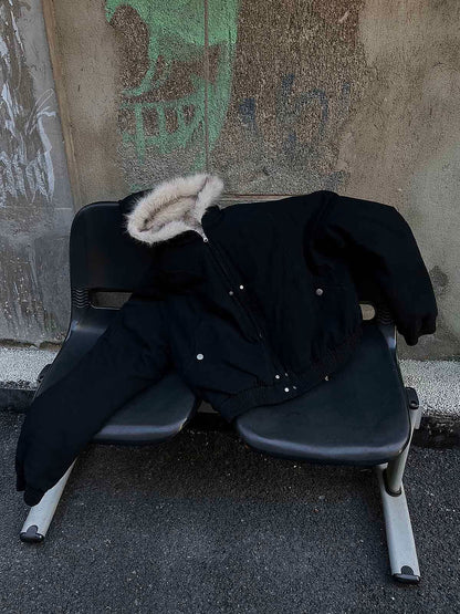 Veste matelassée à capuche en fourrure épissée - 2285