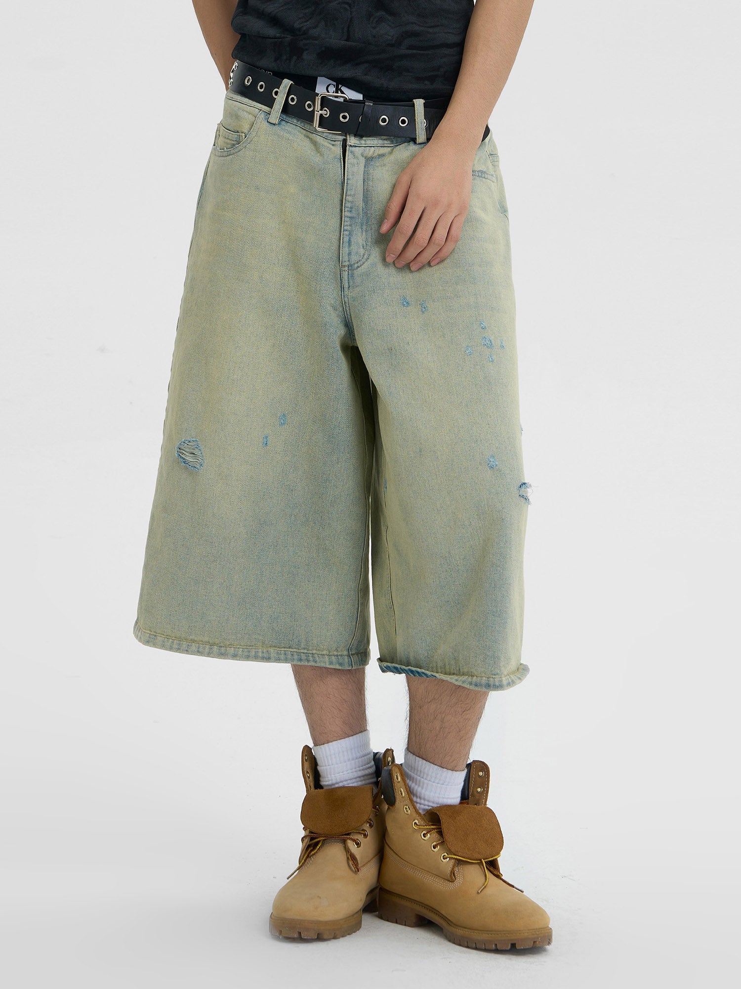 Retro Cropped Summer Denim Hip-hop Jorts - 2078