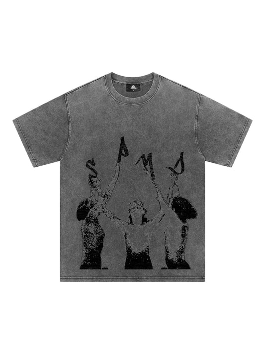 T-shirt imprimé lettres amusantes Thesupermade Washed Graphics