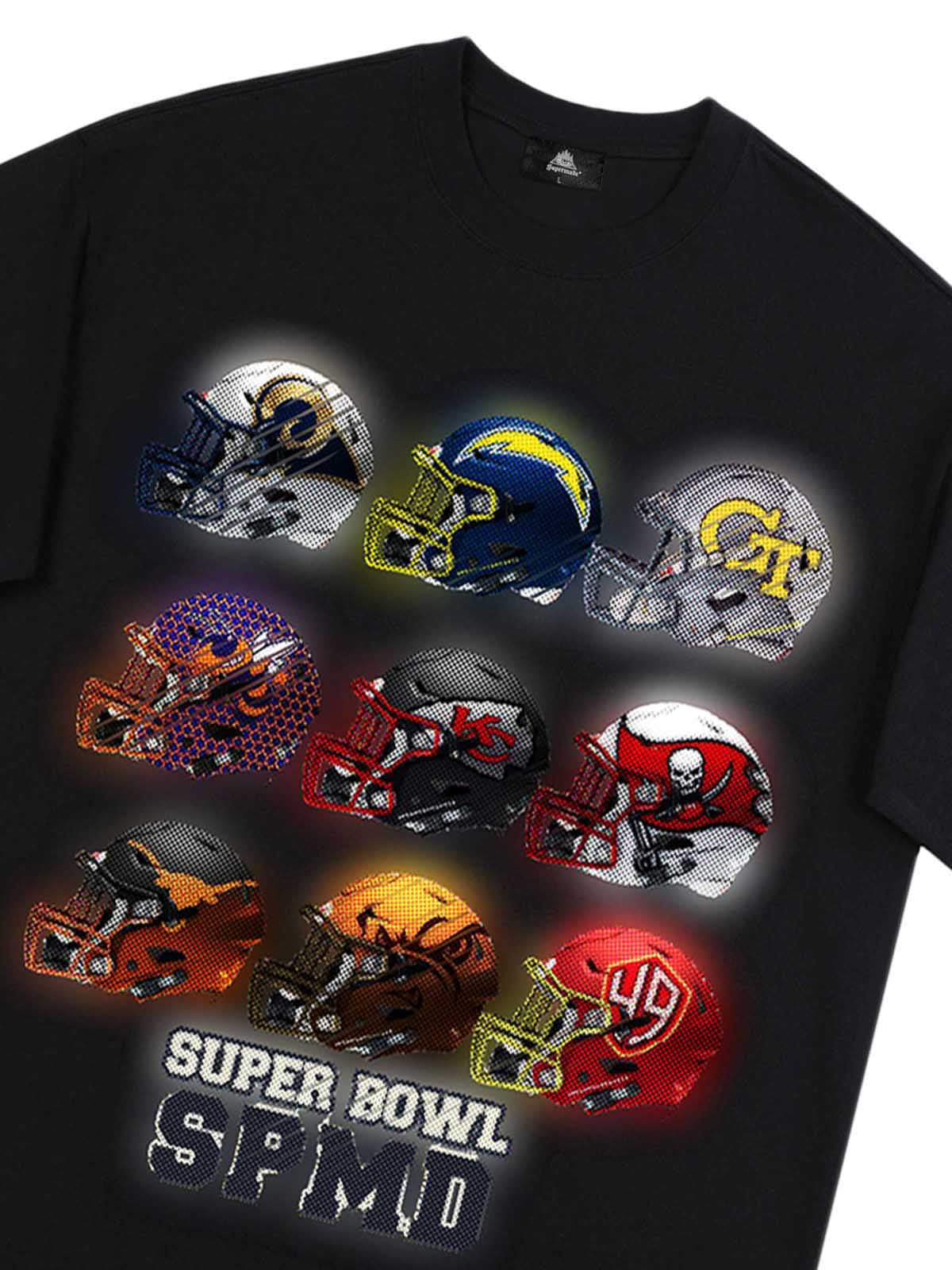 Super Bowl Football Helmet Print T-shirt - 2310