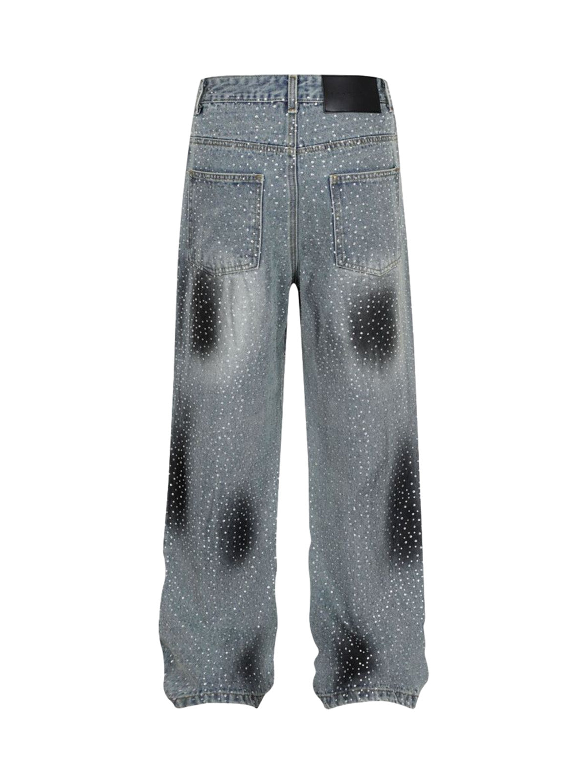 Washed Gradient Rhinestone Straight Jeans