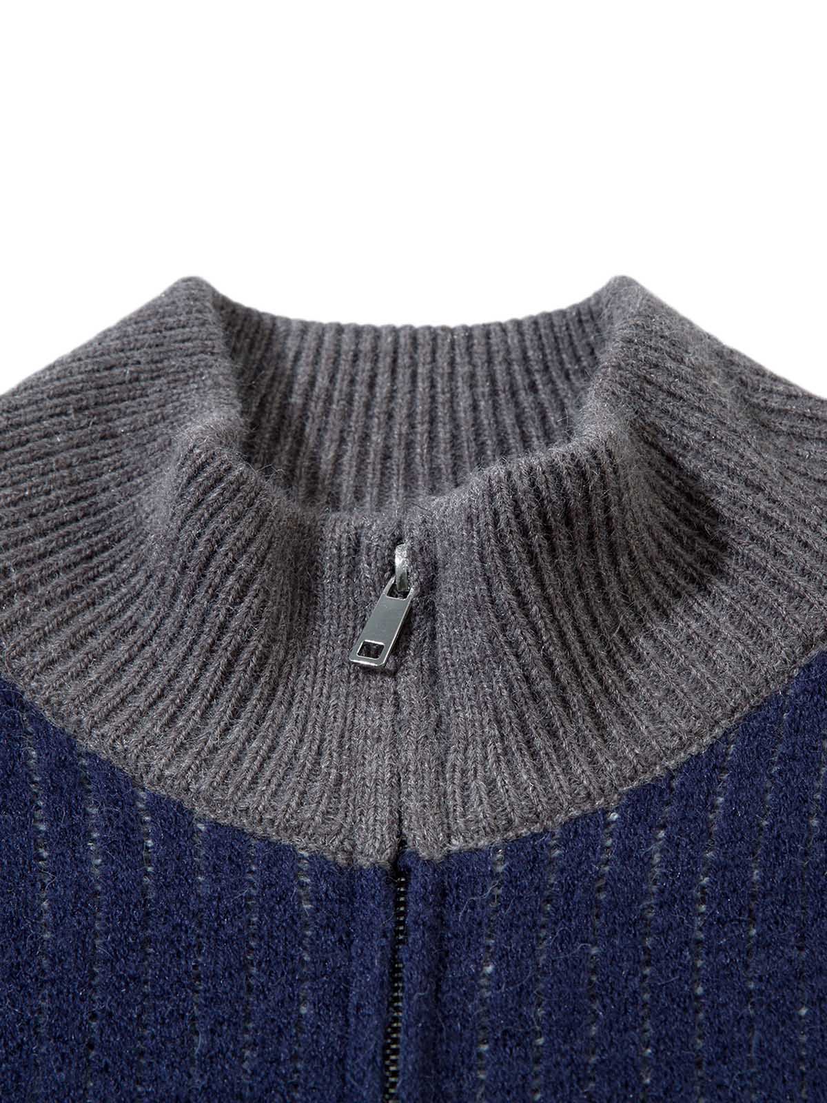 Retro Contrast Color Cardigan Knitted Sweater