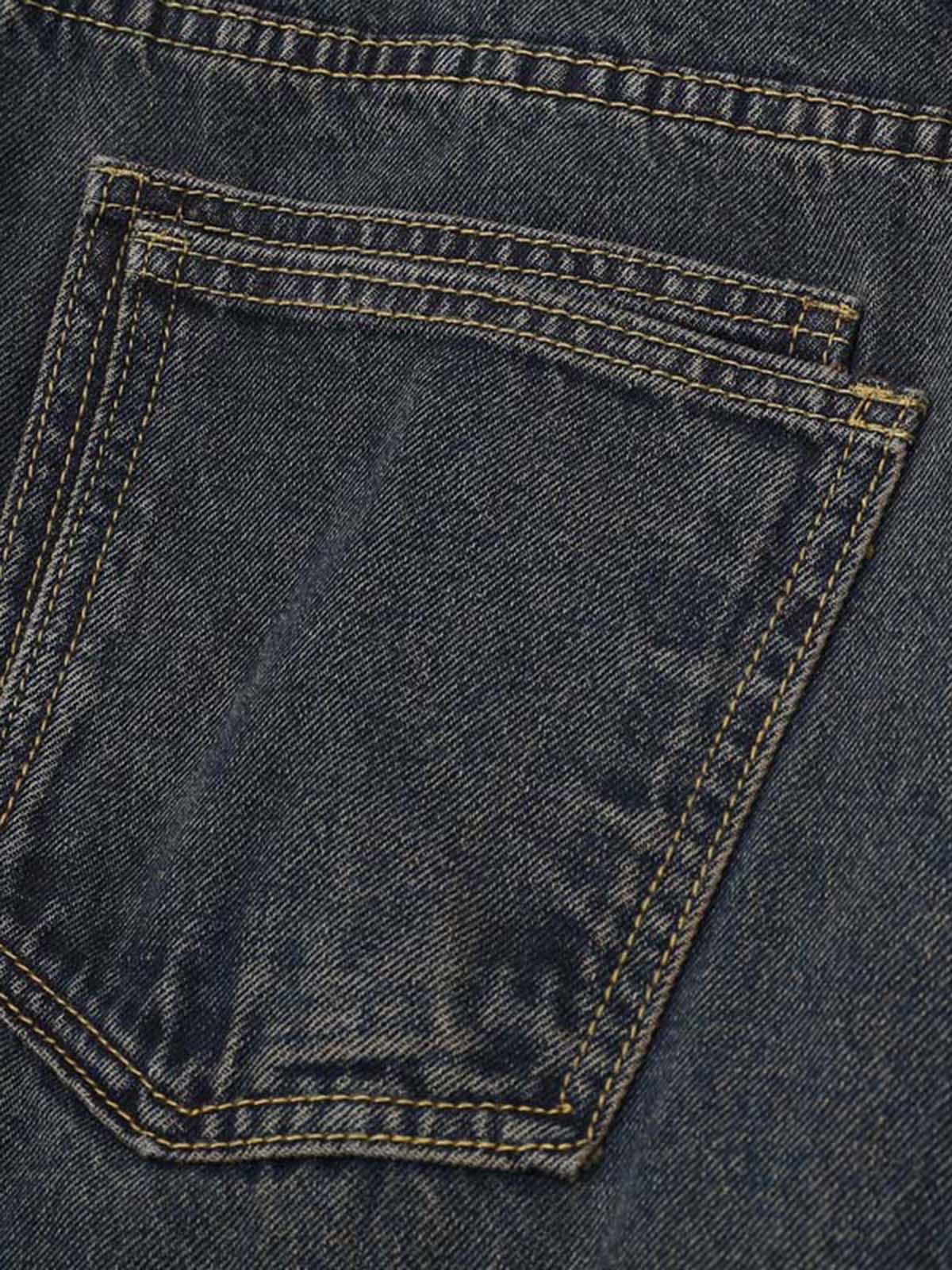 Jean cargo multi-poches délavé vintage vieilli