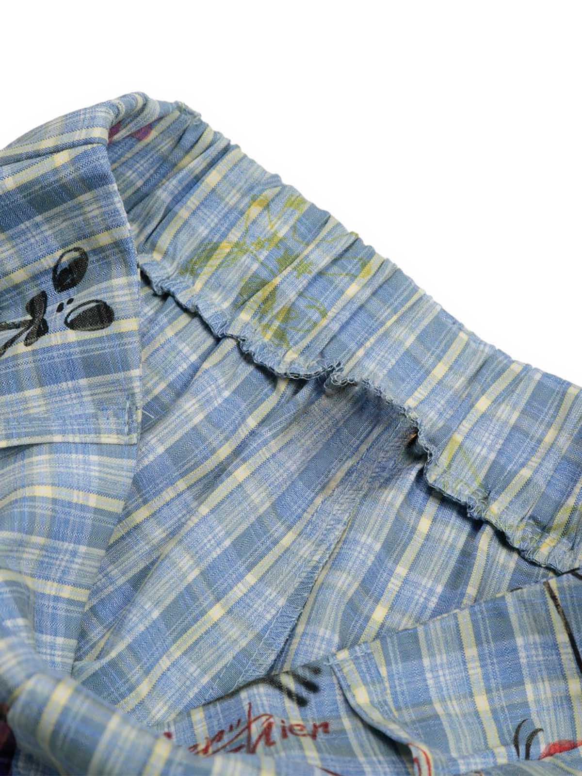 Pantalon à carreaux amusant à imprimés floraux et fruités
