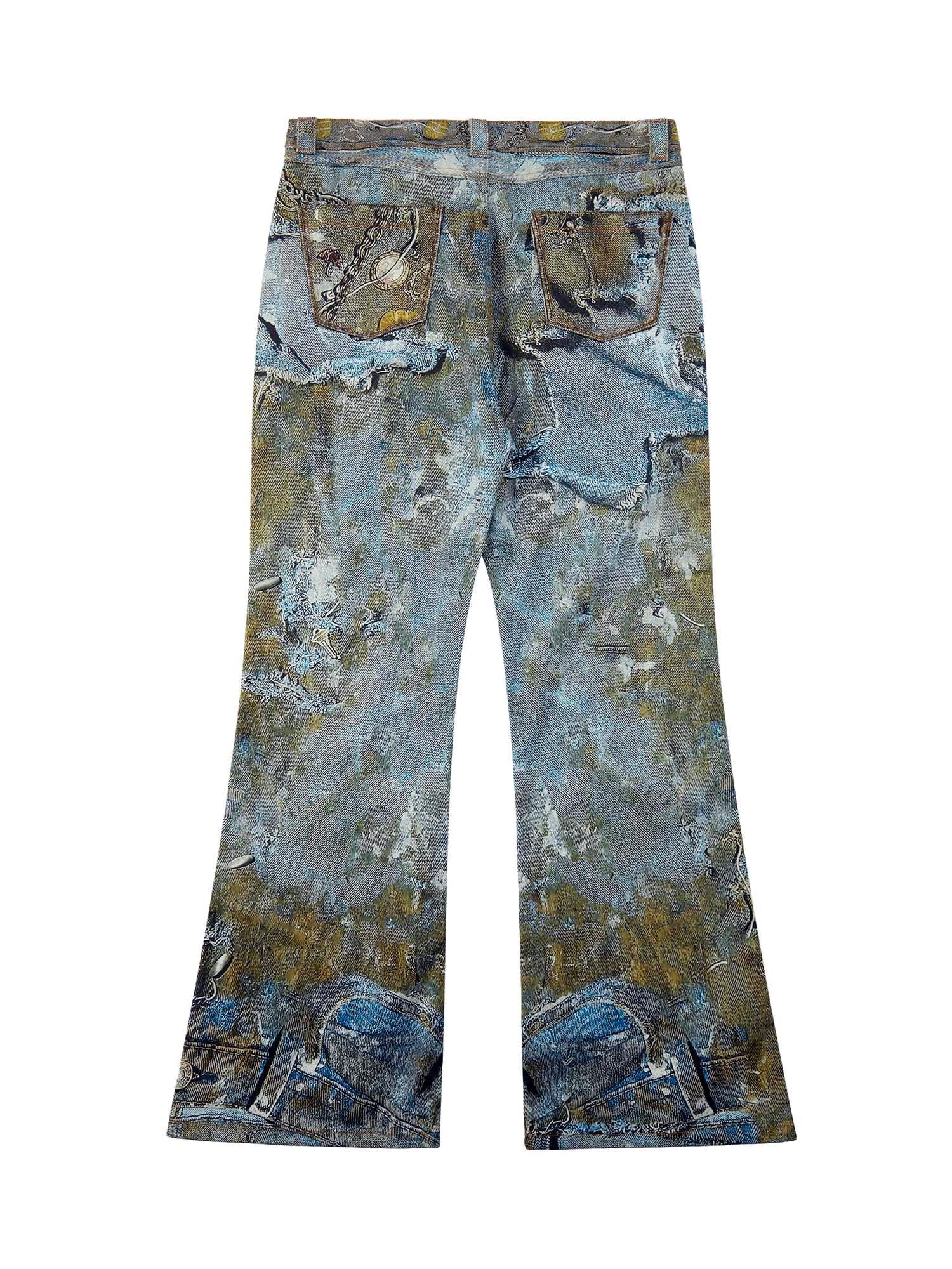 Thesupermade Graffiti BORO Destruction Chain Jeans - 2110